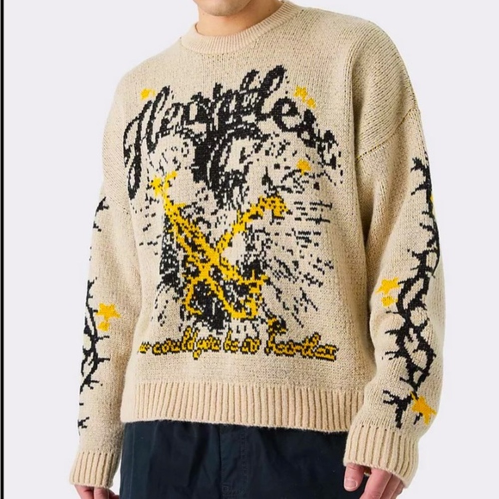 Boohoo MAN Crewneck Graphic Pullover Sweater Size Large